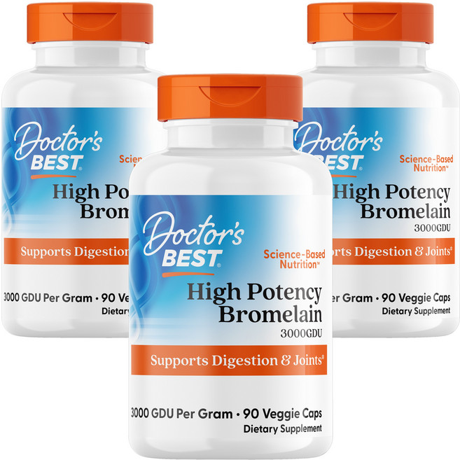 닥터스베스트 하이 포텐시 브로멜라인 3000GDU 500mg 베지 캡, 90정, 3개