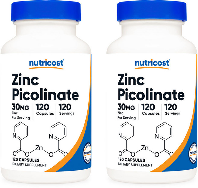 뉴트리코스트 징크 아연 피콜리네이트 30mg 120캡슐 2병, 120정, 2개