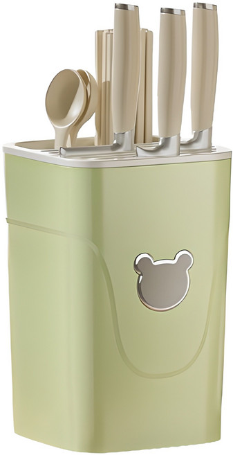 스윗브릿지 물빠짐 칼꽂이 수저통, 그린, 1개