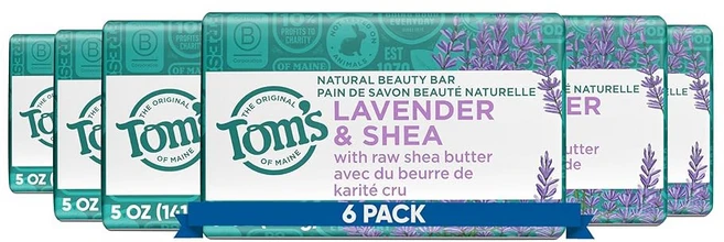 알로에 베라 무향 5온스 6팩으로 민감한 피부를 위한 메인 내추럴 바 비누 톰스 포장은 다를, Lavender - 쿠팡