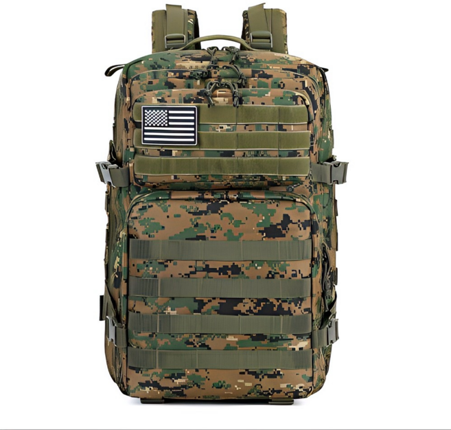 45L 대용량 아웃도어 스포츠 등산 라이딩 방수 수납 백팩, 정글 카모