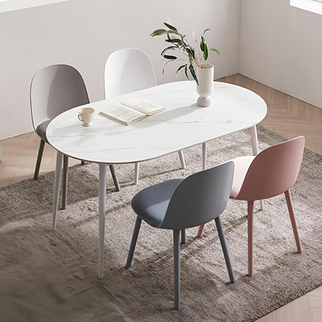 [삼익가구] 순수 세라믹 타원형 1400 식탁 세트(의자4개), 화이트2+스카이블루2