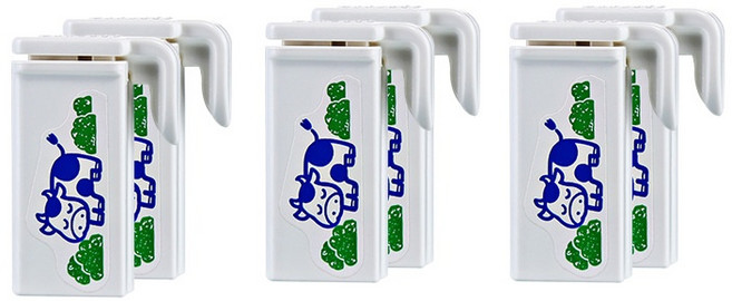 lec 젖소 우유 클립 우유팩 밀봉 클립 2p 세트, 화이트, 3개