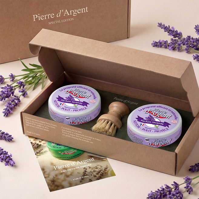 [선물포장] 프리미엄 프랑스 세정제 피에르다르장 기프트세트 (라벤더2+팟브러쉬), 1세트, 600g