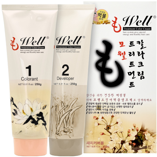 라샘 모웰 트리트먼트 칼라 크림 오징어먹물 염모제 250g, 1개, 4N 진한갈색