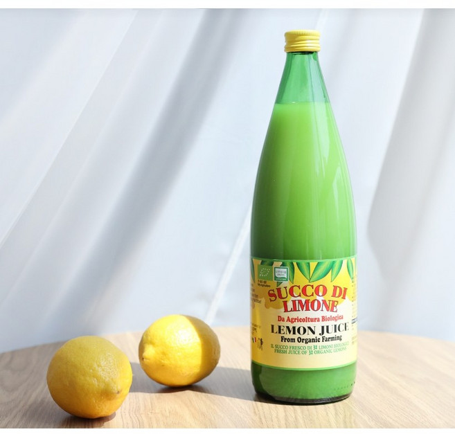 유기농 레몬즙 Euro Food 레몬 100% 원액 착즙 주스 레몬수 하이볼 레몬액, 500ml, 1개