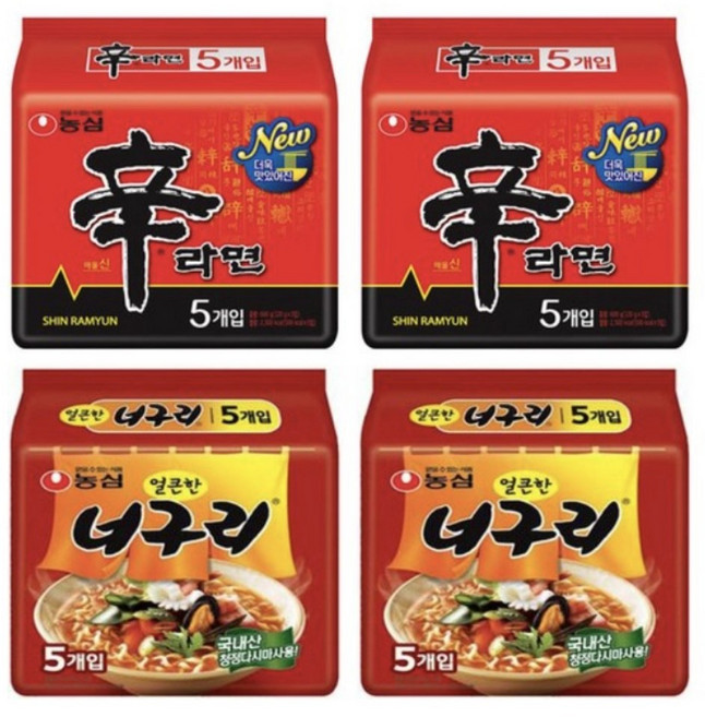 (올따옴)농심너구리얼큰한맛 10개 +농심 신라면 10개, 20개