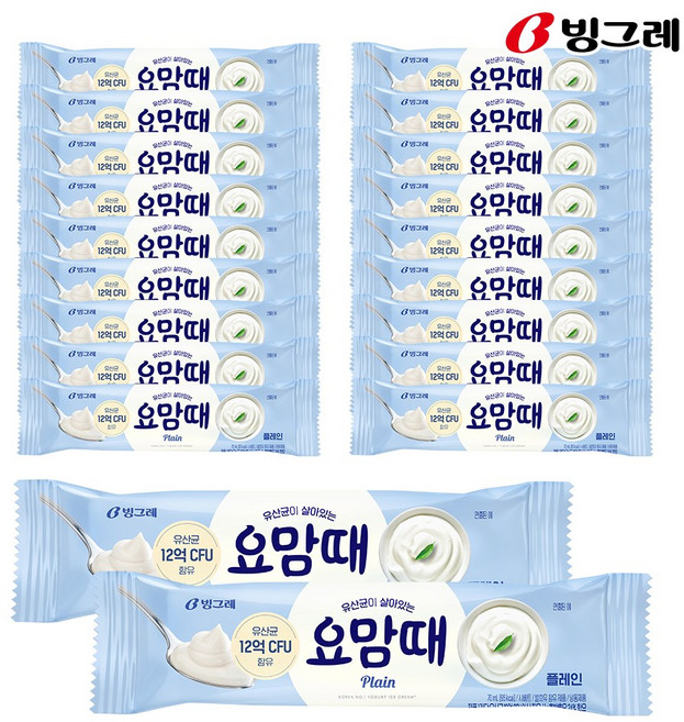 빙그레 요맘때 플레인바 한박스 아이스크림, 40개, 70ml