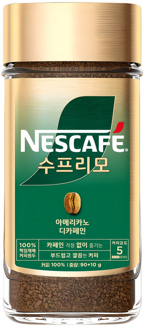 네스카페수프리모 네스카페 디카페인 아메리카노 병 원두커피믹스, 100g, 1개입, 1개