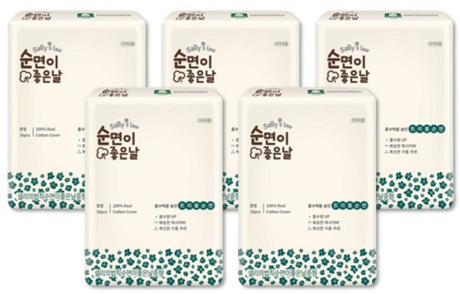 샐리의법칙 순면이좋은날 트리플순면 생리대 중형 16P 5팩, 16개입, 5개