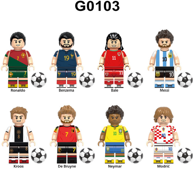축구선수 월드컵 국가대표 월드클래스 레고 호환 월드스타 호날두 메시 블록, G0103, 1개
