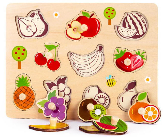 TOOKY 과일 꼭지 퍼즐 854 어린이집 키즈 장난감 놀이 우드 원목 유아 아동, 1개