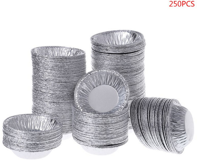 250pcs 일회용 알루미늄 호일 베이킹 에그 타르트 팬 컵 케이크 케이스 플레이트 곰팡이, 1개