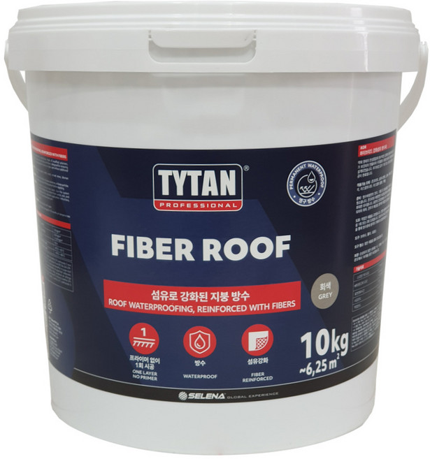 파이버 루프 FIBER ROOF 섬유 방수재 지붕방수전용 1회사용 뛰어난 방수효과 10kg, 1개, 10L, 회색