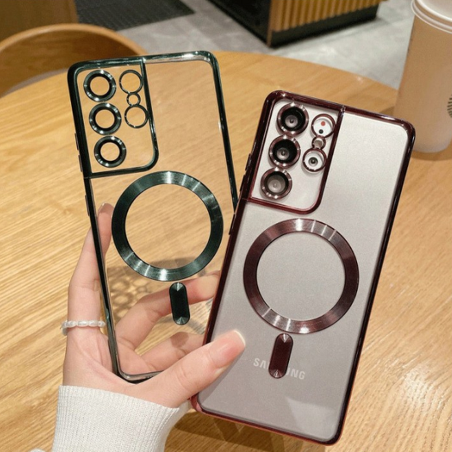 뉴 메탈 맥세이프 갤럭시S23울트라용 풀커버 케이스/카메라쉴드/카메라렌즈보호/무선충전/충격보호/강력한마그네틱