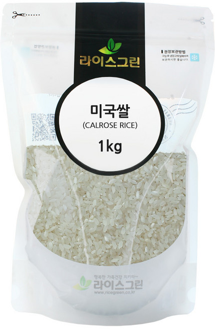 라이스그린 미국쌀 1kg 칼로스쌀 수입쌀 백미 US. NO. 1, 등 외, 1개