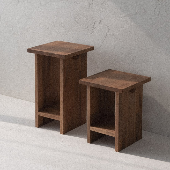 사각 원목 미니 화분 스툴 의자 우드 스툴 협탁, 1개