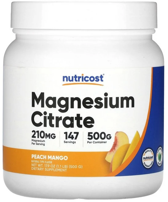 Nutricost 마그네슘시트레이트 복숭아 망고 맛 500g(17.9oz) Nutricost (뉴트리코스트), 507 g, 1개 - 쿠팡