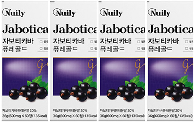 자보티카바 퓨레식약청인증 자보티카바 브라질산 자보디카바 열매 효능, 4개, 60정