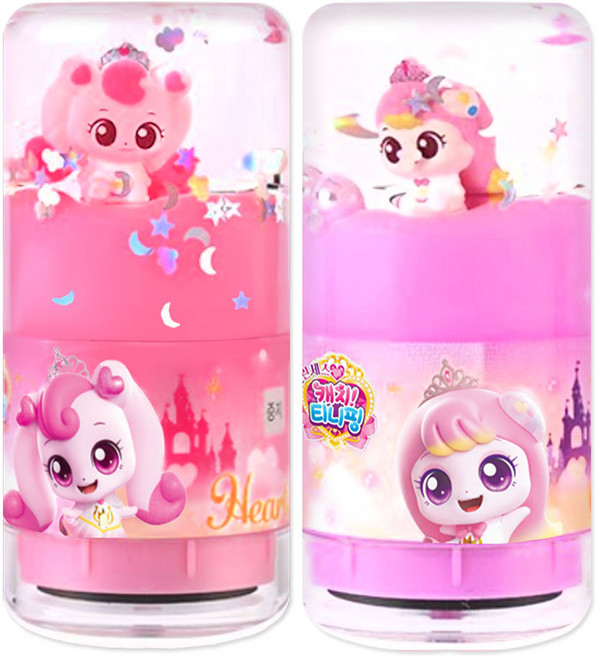 프린세스 캐치티니핑 워터볼 토이스탬프 2종 세트, 1세트, 하츄+아름