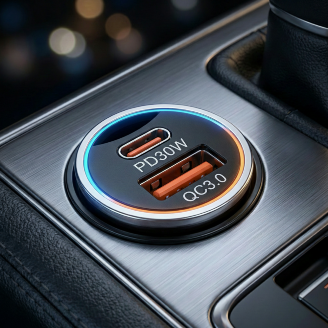 세븐케이 차량용 QC3.0 PD 고속충전 C타입 멀티 매립형 시거잭, 블랙, QC3.0 + C타입