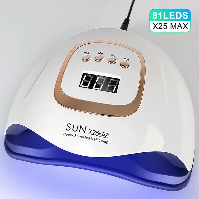 SUN X25MAX 81LED UV 램프 손톱 건조 빠른 경화 모든 젤 매니큐어 전문 강력한 라이트 살롱, 01 은, 02 EU