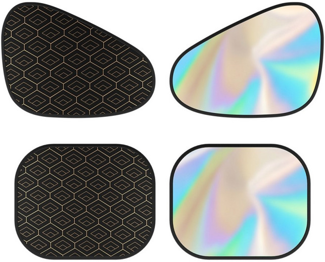 차량용 햇빛가리개 레이저커팅 다이아패턴 티타늄실버 전좌석 정전기부착 썬가드, 4개, 블랙+실버