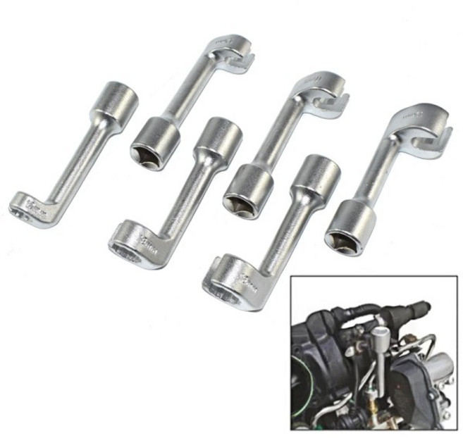 BMW 호환 벤츠 호환 Volkswagen 호환용 L자형 개방 육각 슬롯 산소 센서 렌치 디젤 연료 분사 파이프 소켓, 01 14MM