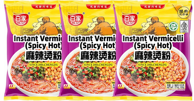 백가 아콴 마라탕펀 매콤맛 중국식마라탕면 마라맛 봉지, 3개