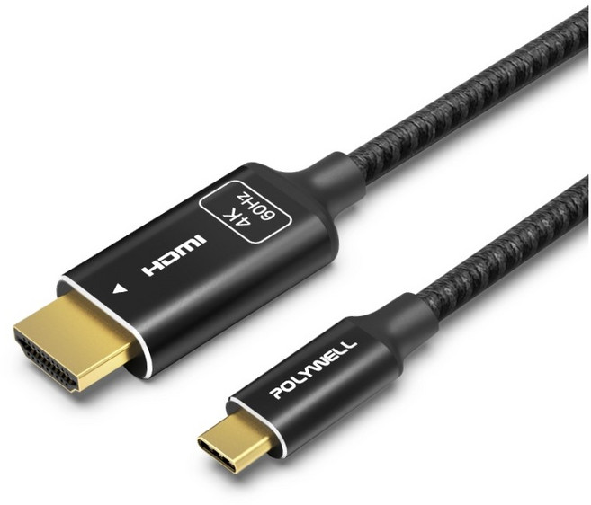 POLYWELL Type-C 轉 HDMI 4K60Hz 2米 高畫質訊號轉換線, 1條