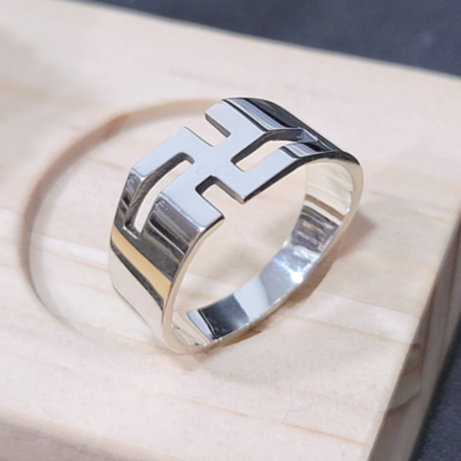 925 실버 만자 불교 반지 세련 심플 은반지