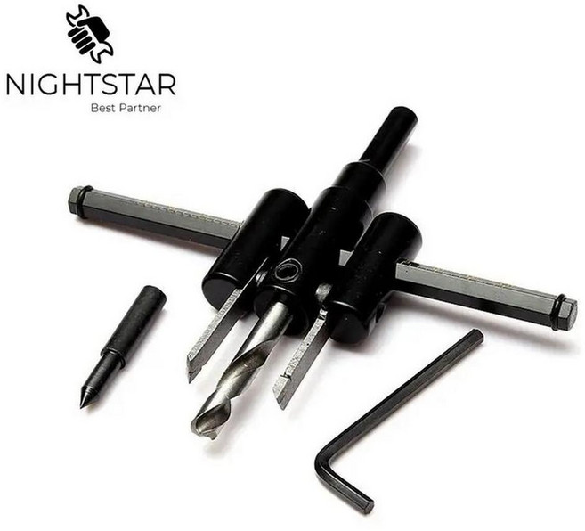 -조정 가능한 목재 건식 벽체 원형 구멍 드릴 커터 비트 톱 30-120mm 원형 구멍 톱 커터 드릴/합금 블레이드 사용, default, 1개, 기본