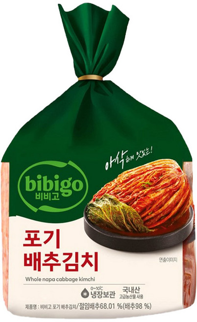 [냉장] CJ 비비고 포기배추김치 1.3kg, 1개