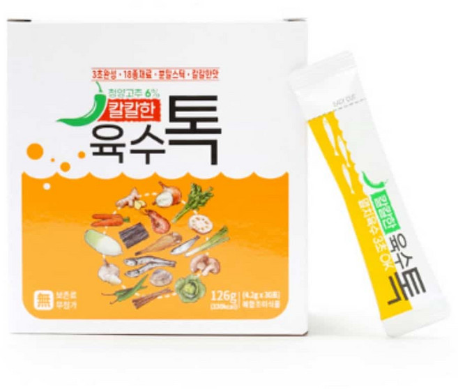 4.2g 30 스틱 시원한 분말 육수 조미료 해물 국물 다시 마 시즈닝 캠핑 여행 휴대, 126g, 1개