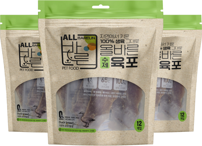 (지노앤코) 올바른 수제육포 오리가슴살(12입), 오리, 120g, 3개