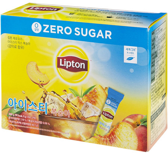 립톤 제로슈가 아이스티 믹스 복숭아, 60개입, 5g, 1개