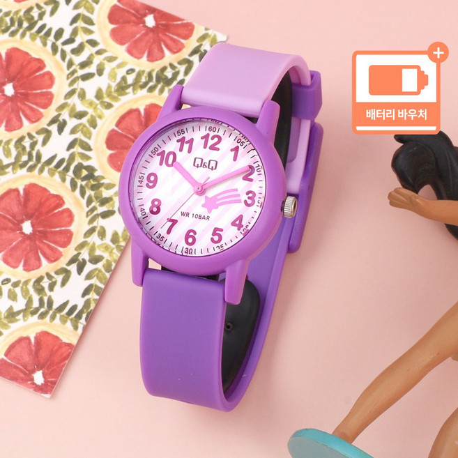 큐앤큐 어린이 아동 키즈 캐주얼 어린이집 생일선물 어린이 단체선물 아날로그 손목시계 + 배터리 바우처