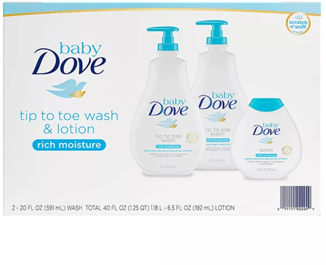 베이비 도브 저자극 바디위시 591ml 2팩 + 로션 192ml 1팩, 1개 - 쿠팡