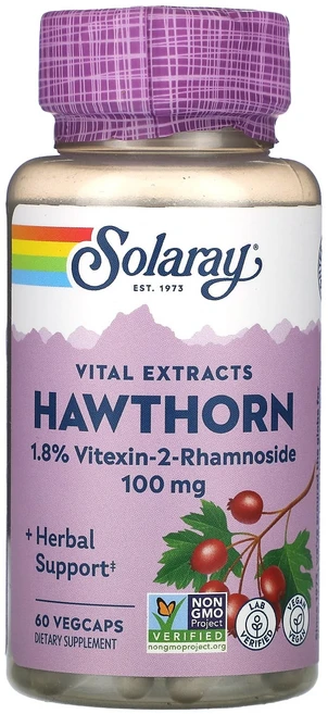 Solaray 필수 추출물 산사나무 100mg 베지 캡슐 60정, Solaray필수추출물산사나무100mg베지캡슐60정, 1개 - 쿠팡
