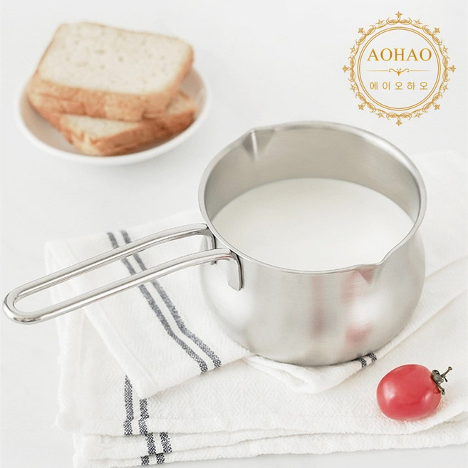AOHAO 스텐 우유냄비 밀크팬 편수냄비 가정용 조리기구 소스팬, 12cm, 1개, 실버, 12cm
