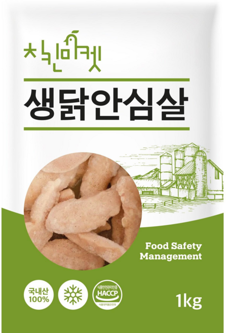 치킨마켓 국내산 냉동 생닭안심5kg(1kg X 5팩), 1kg, 5개