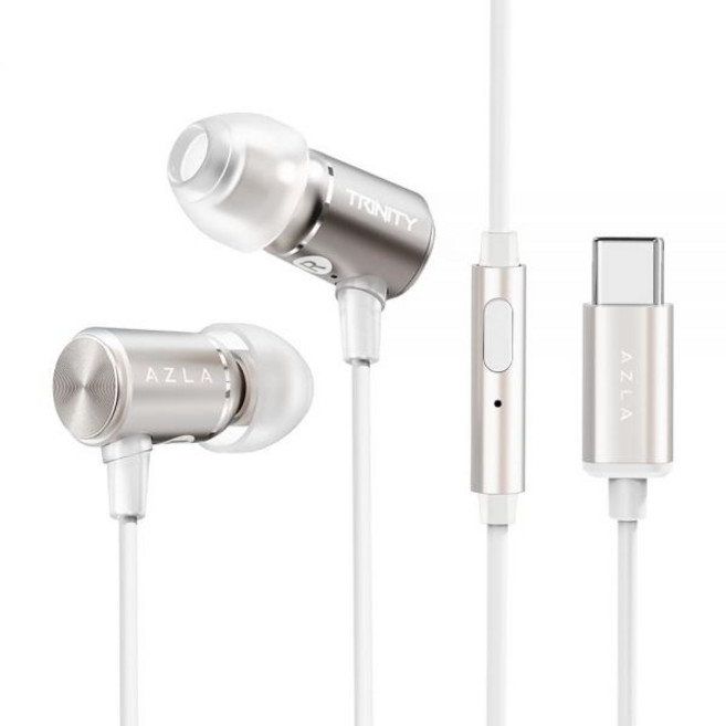 AZLA 트리니티 USB-C 유선 이어폰 마이크 및 DAC 포함 고해상도 사운드 8mm 다이내믹 드라이버 | USB C 헤드폰 아이폰 16 삼성 갤럭시 안드로이드 폰용, Gold