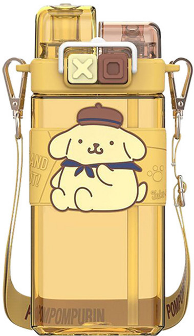 칼노 정품 산리오 물통 텀블러 보온보냉 원터치 물컵 휴대용 어린이 물병, 폼폼푸린, 1개, 520ml