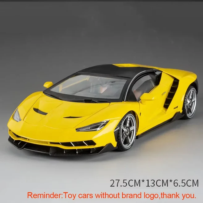 1:18 람보르기니 LP770 파가니 와이라 합금 다이캐스트 자동차 장난감 모델 사운드 후진 가능 도어 개폐 스, 02 LP770 Yellow