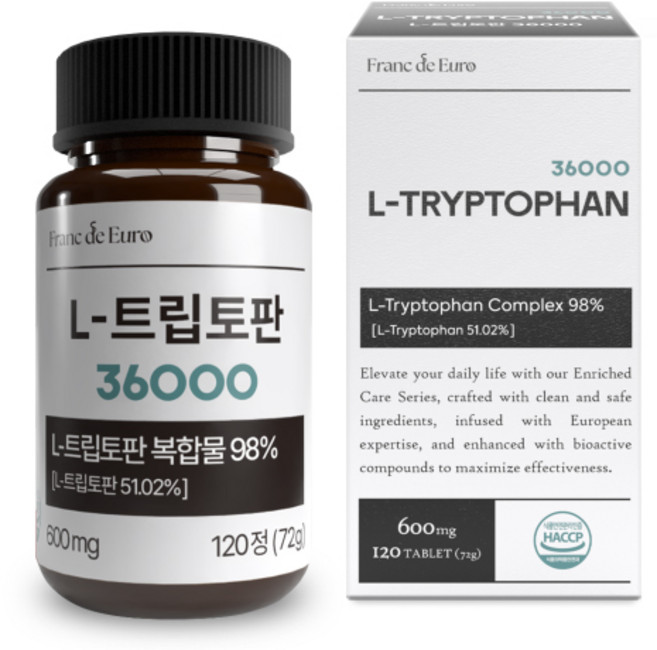 프랑드유로 L 트립토판 36000 [순도 99.4%] 세로토닌, 1박스, 120정