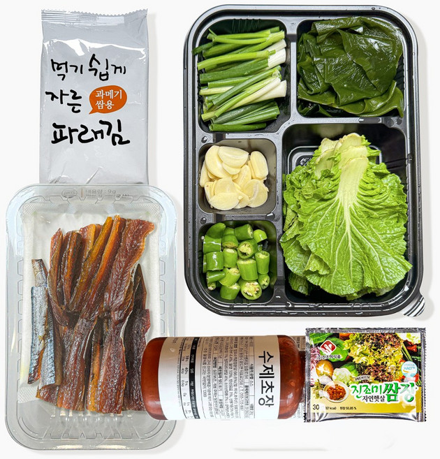 통수산 포항 구룡포 질소포장공법 햇 과메기 꽁치 손질, [1인야채기본세트], 1개, 손질 5마리10쪽(컷팅) 야채SET