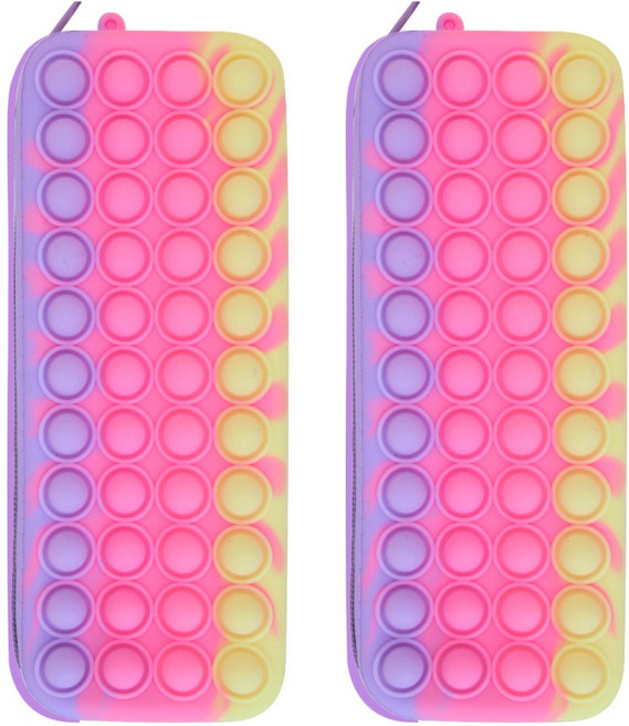 실리콘 칼라 엠보싱 수저케이스 2p 세트, 핑크, 2개