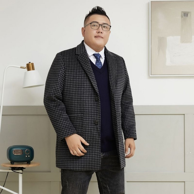 美胖穿搭 毛呢外套男 宽松版羊毛呢大衣