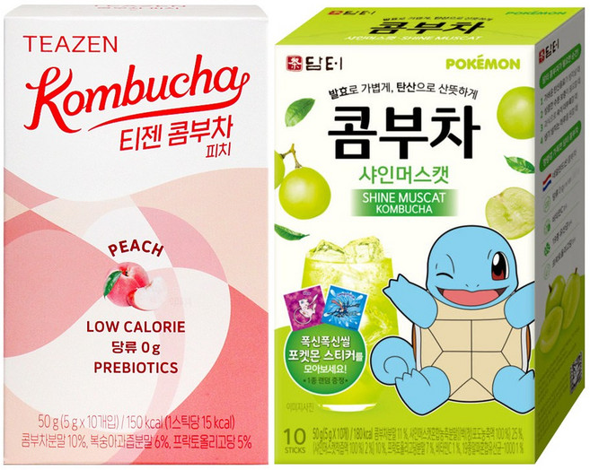 콤부차 20T (티젠 피치 10T / 담터 샤인머스캣 10T), 1개, 10개입, 50g