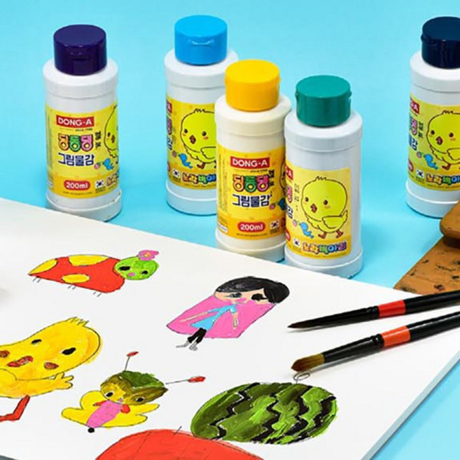 동아 딩동댕 노랑병아리 수채화 물감 200ml 낱색, 주황